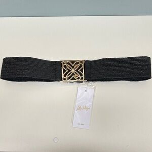 Lilly Pulitzer Black Belt with Intricate Gold Buckle